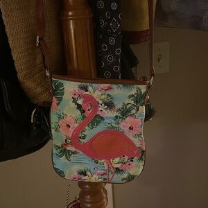 Floral Flamingo Crossbody Bag